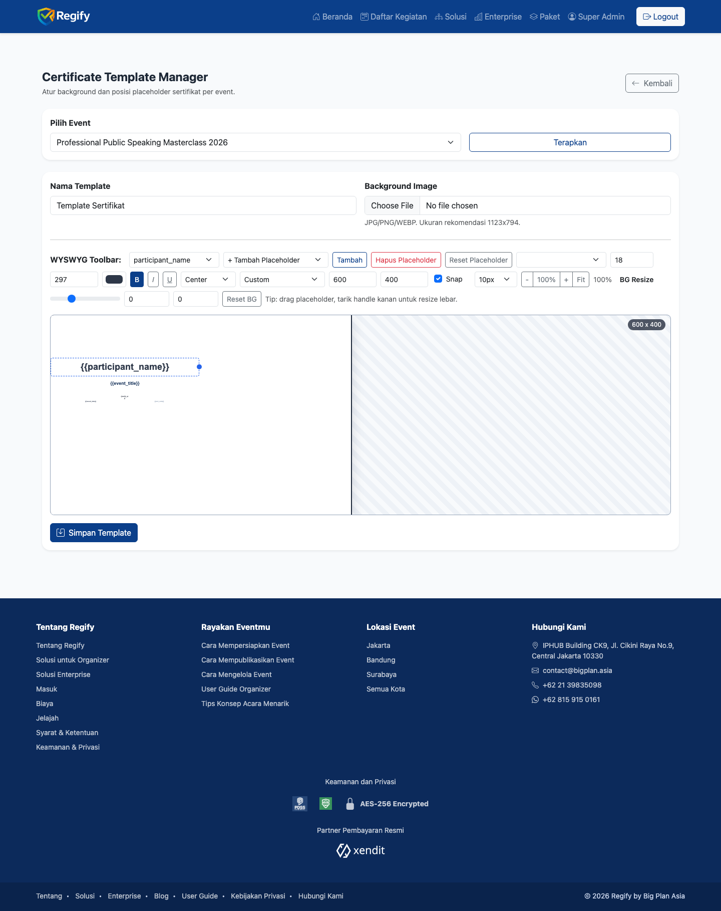 E-Sertifikat Custom Template